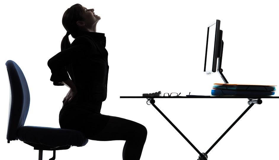 business woman sitting  backache pain silhouette